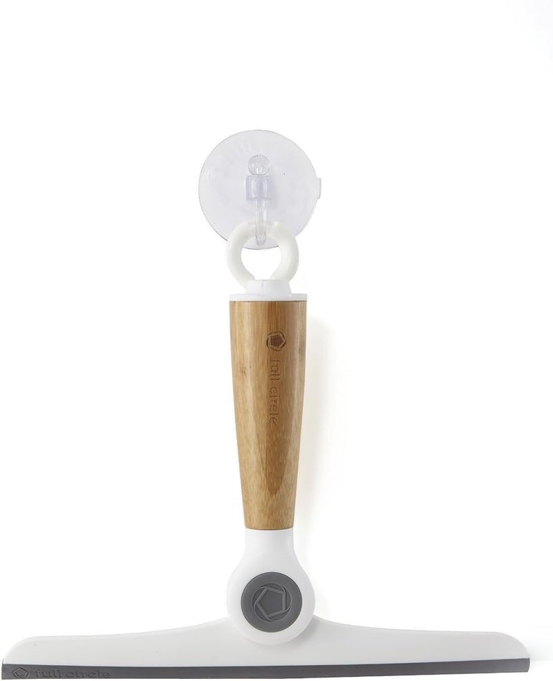 Full Circle Wipe Out Pivoting Shower Squeegee with Hanging Hook, White, 2 Piece - Image 1